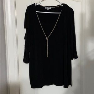 JM Collection Black 3/4 sleeve with necklace